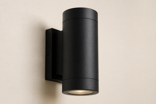 AfterDusk Halo Wall Light — matte black up-down sconce, studio
