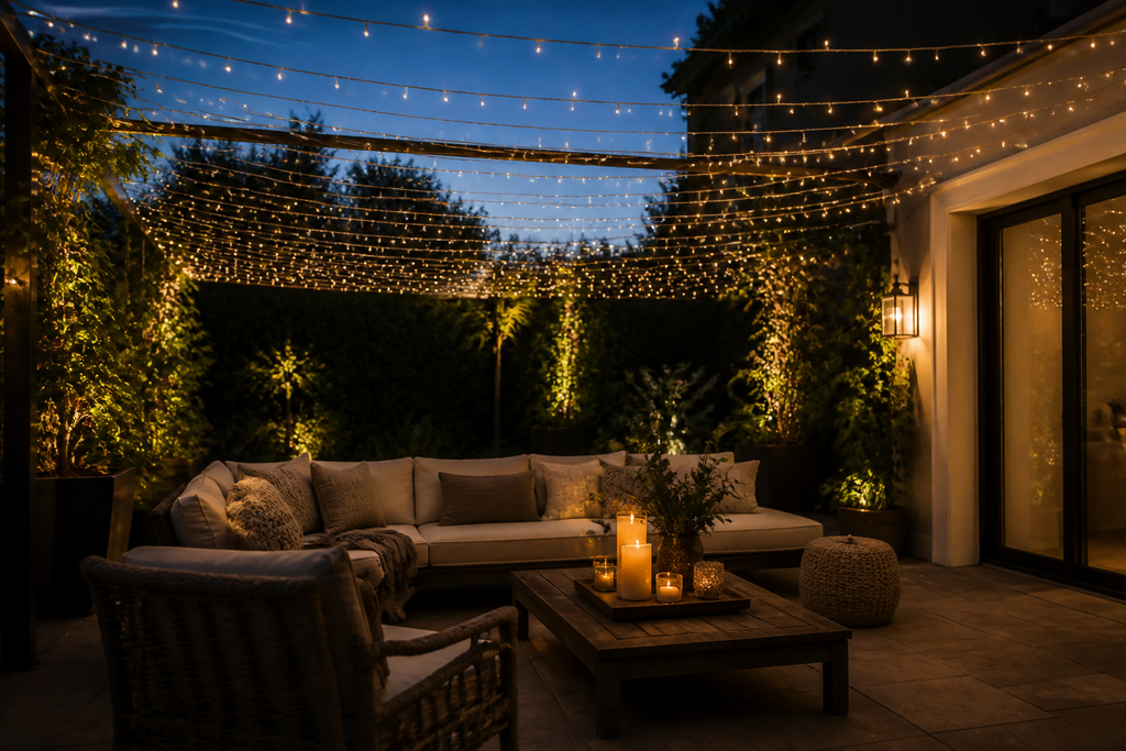 Patio Kit — micro LED canopy at night