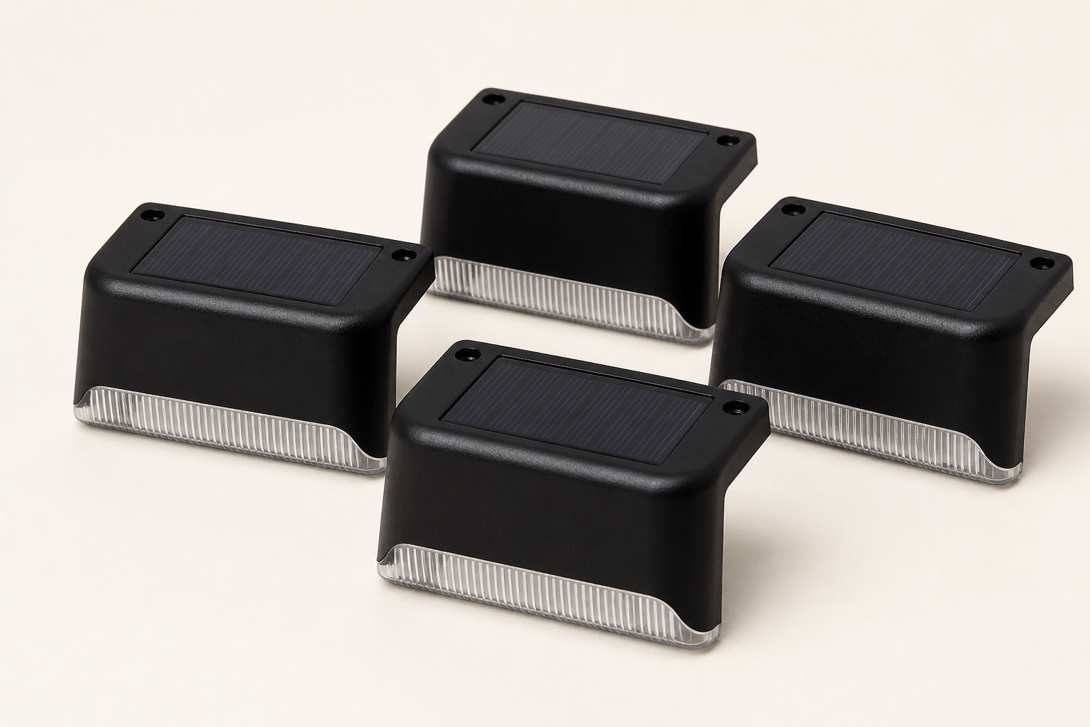 AfterDusk Riser Step Lights 4-pack — matte black solar step lights, studio